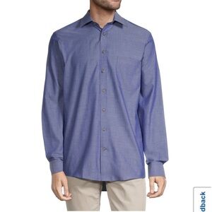 4. Stafford Men’s Long Sleeve Dress Shirt in Blue